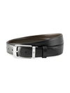 Montblanc Men's Rectangular Shiny Stainless Steel Pin Buckle Leather Belt In Black / Brown