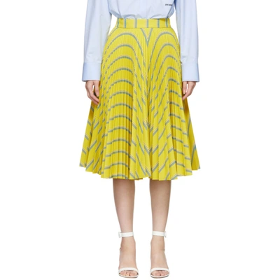Calvin Klein 205w39nyc Striped Pleated Flared Skirt In 763 Citron