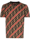 Fendi Diagonal Ff Logo Print T-shirt - Brown