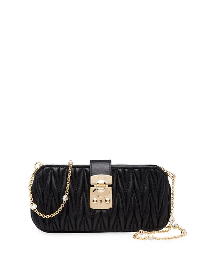 Miu Miu Matelassé Leather Mini In Schwarz