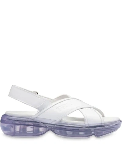Prada Cloudbust Brushed Leather Sandals In Weiss