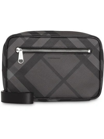 Burberry London Check Travel Pouch In Grey