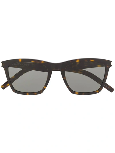 Saint Laurent Tortoiseshell-effect Square Sunglasses In Brown