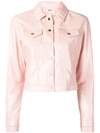 Liu •jo Coated Fabric Cropped Jacket In Pink