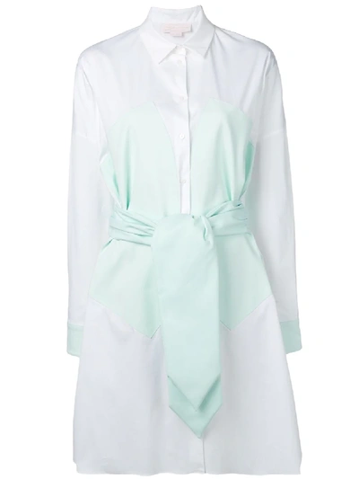 Genny Belted Shirt Dress - White