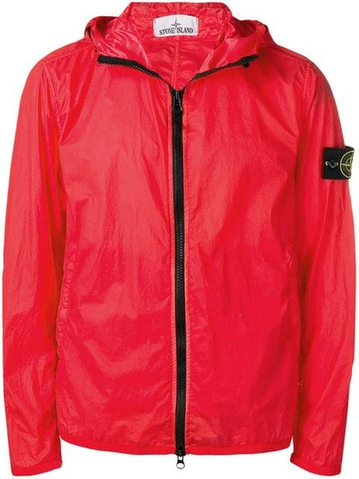 Stone Island Logo Patch Lightweight Jacket In Red