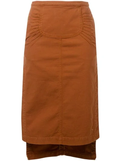N°21 Side Slit Pencil Skirt In Brown