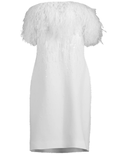 Oscar De La Renta Feather Top Mini Dress In White | ModeSens