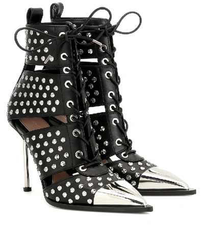Alexander Mcqueen Studded Leather Ankle Boots In Black