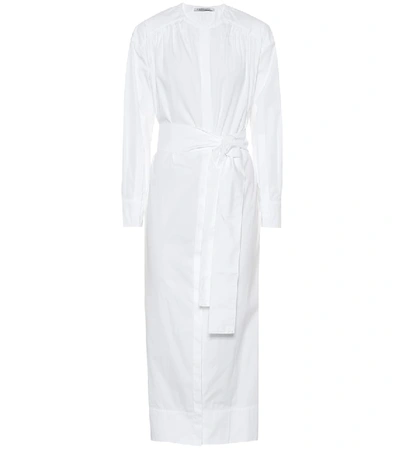 Agnona Cotton Poplin Maxi Shirt Dress In White