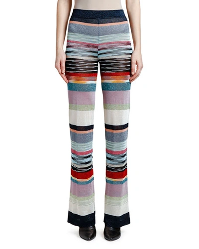 Missoni Shimmer-striped Wide-leg Pants In Blue Pattern