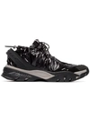 Calvin Klein 205w39nyc Carsdat Shiny Nylon & Leather Sneakers In Black