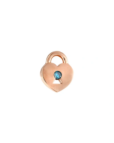 Stevie Wren 14k Rose Gold Blue Diamond Padlock Stud Earring, Single