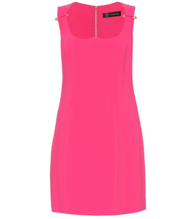 Versace Reverse Sweetheart Neck Minidress In Fuchsia