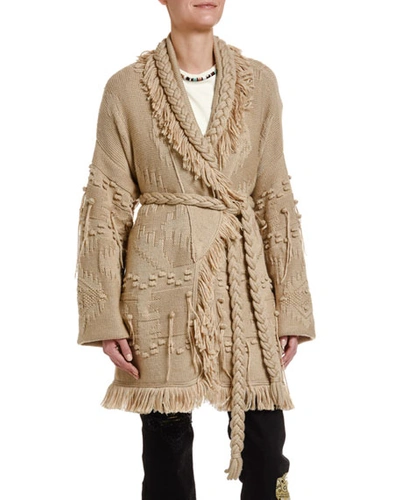 Alanui Icon Oversize Fisherman Cardigan In Beige