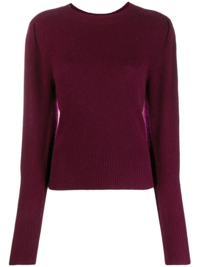 Isabel Marant Colroy Crewneck Puff-shoulder Long-sleeve Cashmere Sweater In Bordeaux