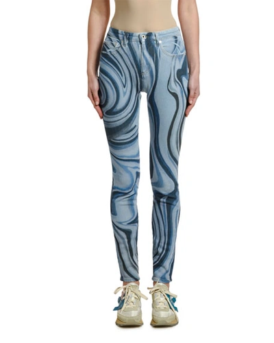 Off-white Psychedelic Skinny Jeans In Blue
