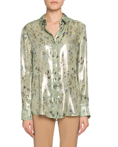 Altuzarra Metallic Collared Blouse In Green