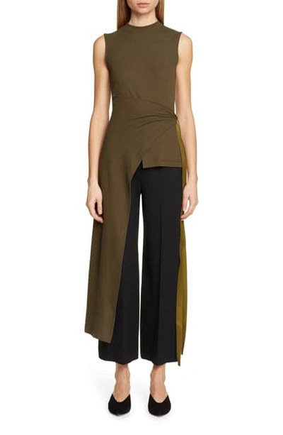 Rosetta Getty Sleeveless Split Apron T-shirt In Loden