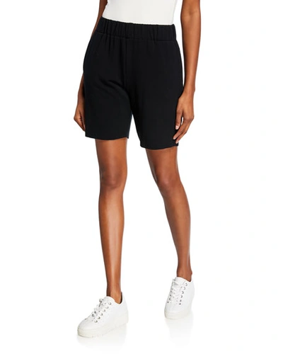 Made On Grand Topstitched Cutoff Jogger Shorts In Black