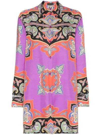 Etro Paisley Colorblocked Tunic In Pink