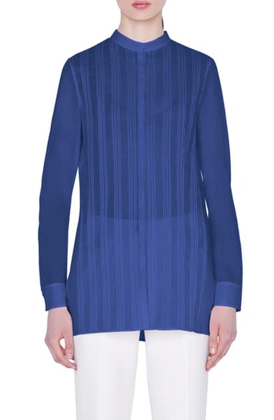 Akris Pleated Cotton Voile Shirt In Tbc-enzian