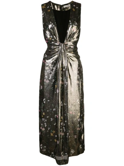 Altuzarra Falco Sleeveless Metallic Floral Dress In Black