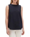 Lafayette 148 Yvette Sleeveless Italian Stretch Cotton Blouse In Ink