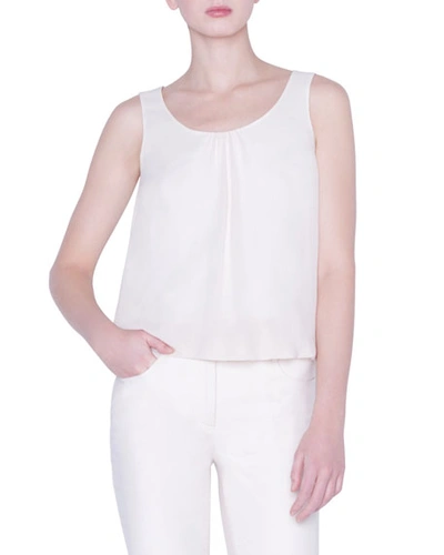 Akris Pleated Sleeveless Georgette Top In Off White