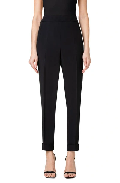 Akris Chris Cuffed Crepe Ankle Trousers In Black