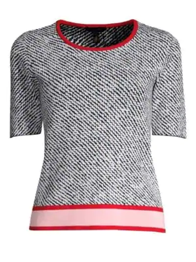Escada Short-sleeve Zigzag-print Sweater In Navy