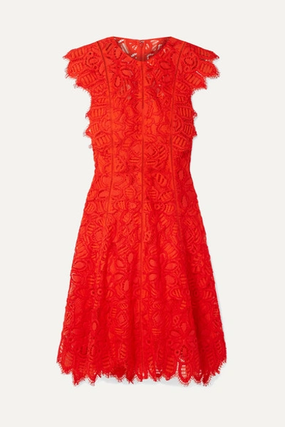 Lela Rose Flutter Sleeve Seamed Dress In Red