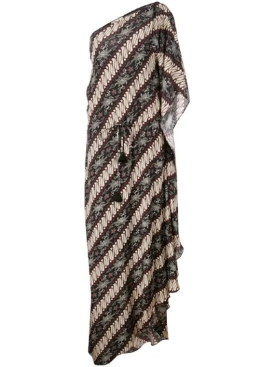 Figue Maisie One-shoulder Diagonal-striped Dress In Javdi