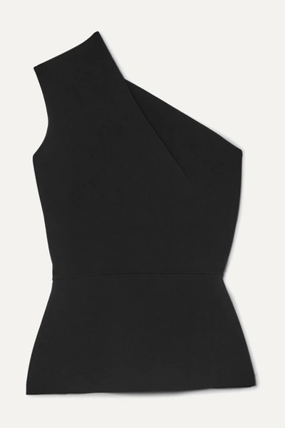 Roland Mouret Coson One-shoulder Cap-sleeve Blouse In Black