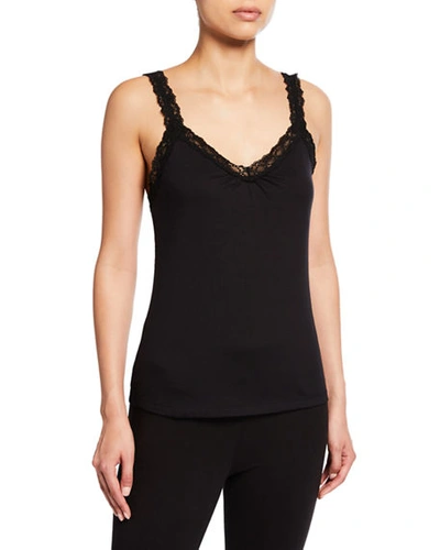 Lusome Ginger Lace-trim Camisole In Noir