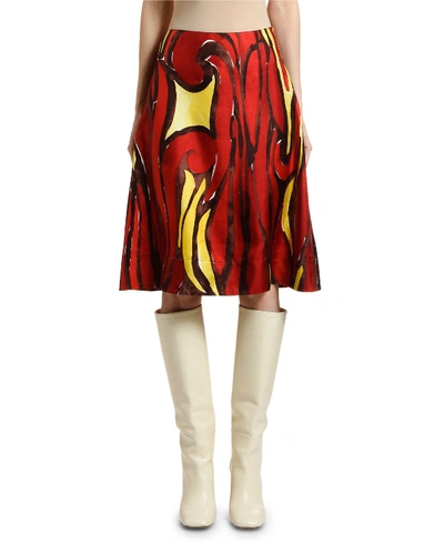 Marni Psychotropic-print Silk Skirt In Red Pattern