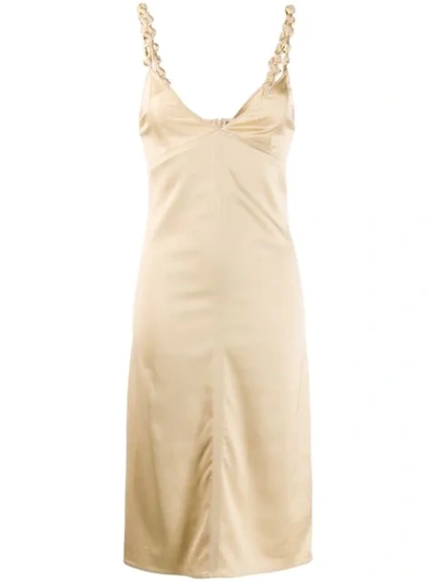 Bottega Veneta Knotted-strap Satin Slip Dress In Gold