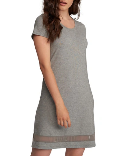 Lusome Gabriela Striped Sleepshirt In Light Gray