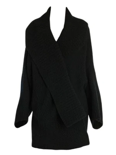 Stella Mccartney Oversized Wool Chunky Textured Cardigan In Black