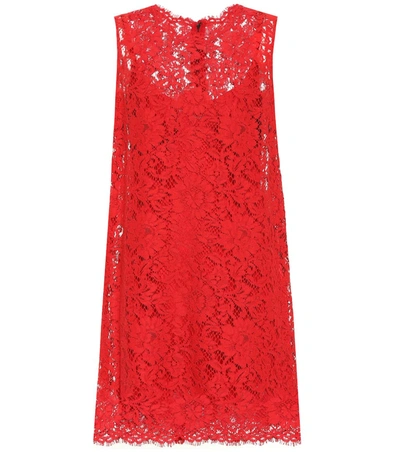 Dolce & Gabbana Sleeveless Cordonetto Lace Shift Dress In Red