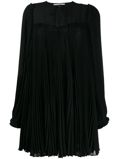 Stella Mccartney Claire Plissé-georgette Mini Dress In Black