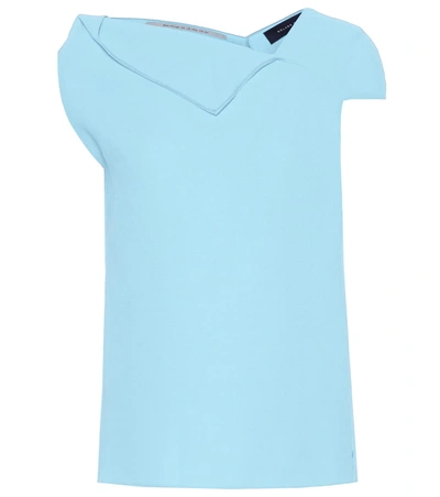 Roland Mouret Raywell Draped Cap Sleeve Top In Baby Blue