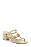 Valentino Garavani Rockstud Slide Sandal In Metallic Gold