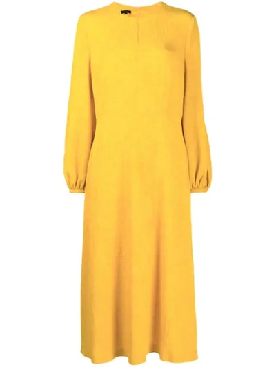 Escada Blouson-sleeve Jacquard Fit-&-flare Midi Dress In Dark Yellow