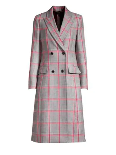 Escada Glen Plaid Double-breasted Trench Coat In Multi