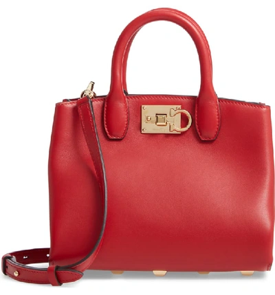 Ferragamo The Studio Mini Leather Satchel Bag In Lipstick Red