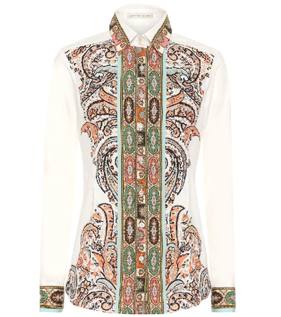 Etro Engineered Floral Print Cotton Shirt In White