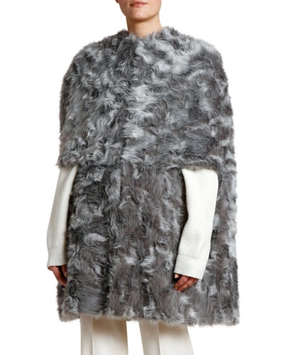 Stella Mccartney Faux Fur Capelet Coat In Gray