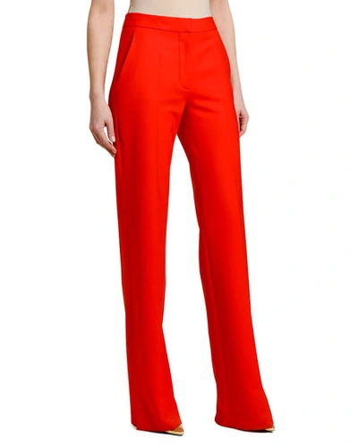 Stella Mccartney Wide-leg Stretch-wool Pants In Red