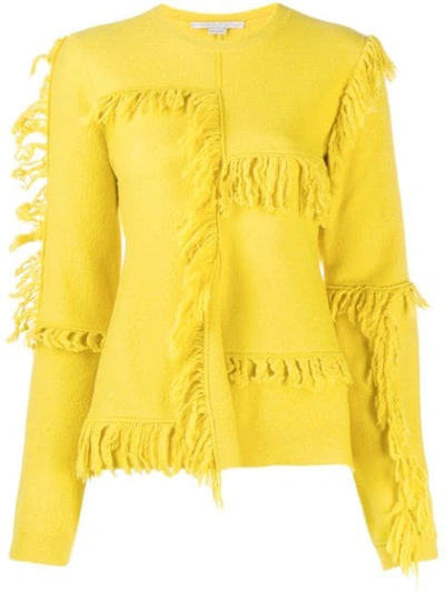 Stella Mccartney Fringe-trim Crewneck Sweater In Yellow
